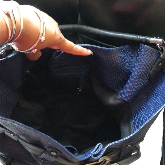 Kenneth Cole Navy Python Hobo Bag - Picture 5 of 8